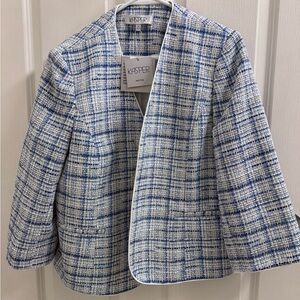 Kasper Petite Blazer California Sky Multi Blue White Size 16P New With Tags